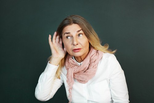 lady suffering from hearing loss